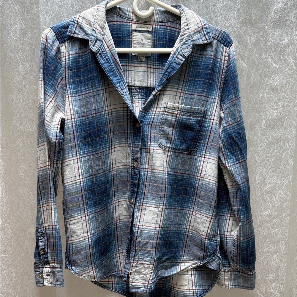 American Eagle Blue Plaid Flannel Women’s Shirt size Small
